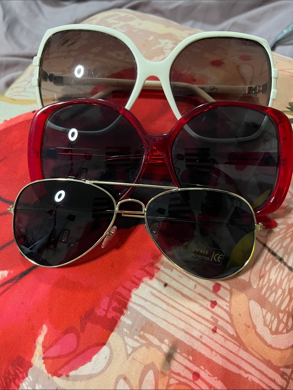 Women’s Sunglasses Trio — White, Red & Black Styles